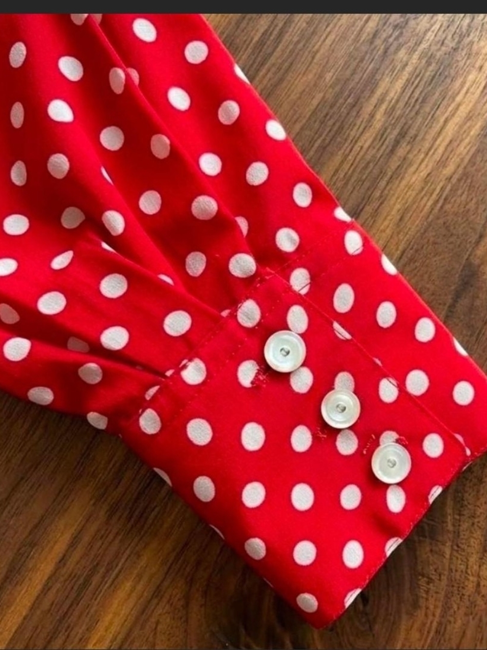 Guess Jeans Womens Red White Polka Dot Collared Button-Up Long Sleeve Top-S - Picture 3 of 5